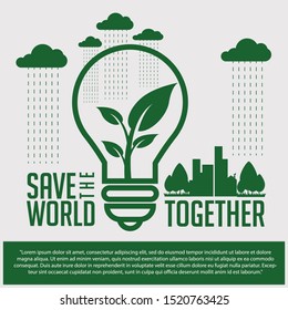 Save the world poster with rain icon 
