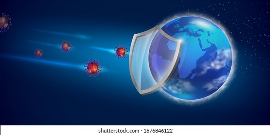 Salvemos al mundo para evitar el virus Covid 19. Archivo realista.