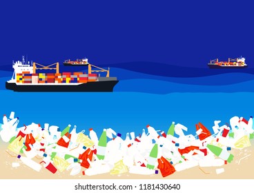 Save the World and Stop plastic pollution the ocean, Abstract Graphic Design Background, Vector illustration.