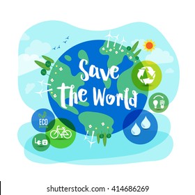Save the World sustainable development ecology concept illustration