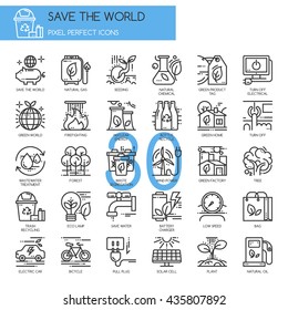 Save the world , Thin Line and Pixel Perfect Icons