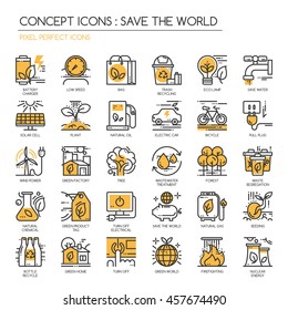 Save the world , Thin Line and Pixel Perfect Icons