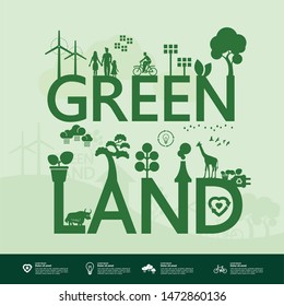 Save the world together green ecology vector illustration.
