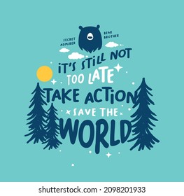Save the world typography for textile print design and other design 