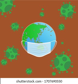 
Save the world, Use a mask to protect from viruses Covid-19 Corona