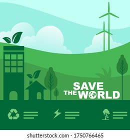 Save World Vector Save City Green Stock Vector (Royalty Free ...