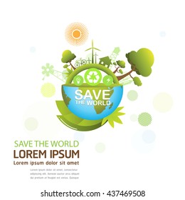 Save the World vector Concept Leaf is Live