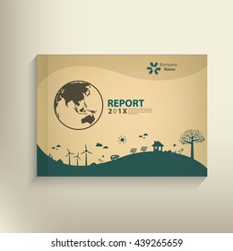 Save the world vector CSR report Cover design for GO green concept.