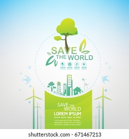 Save the World vector Ecology concept