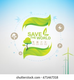 Save the World vector Ecology concept