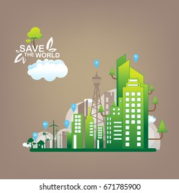 Save the World vector Ecology concept