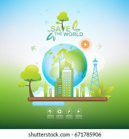 Save the World vector Ecology concept