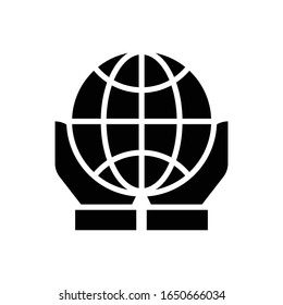 Guarde El Icono De Estilo De Glifo Vector Mundial. EPS 10