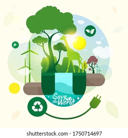 Save World Vector Save Green Concept.