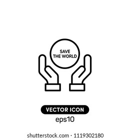 "Save The World" Vector Icon Illustration.Ui/Ux.White Backround.Premium Quality.