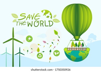 Save World Vector Save Life Concept. 