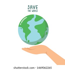 Save the world with your hands concept.