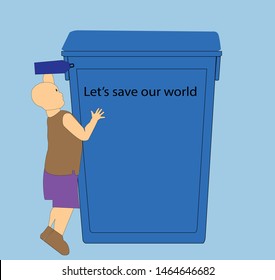 Save world.Environment friendly.Little boy save world.