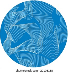 Save Your Blue Screen. Digital world - white lines on a blue circle background.