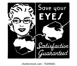 Guardar los ojos - Banner de arte de anuncios retro