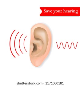 Save your hearing concept background. Realistic illustration of save your hearing vector concept background for web design