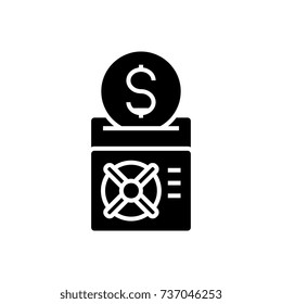 save your money icon, vector illustration, black sign on isolated background