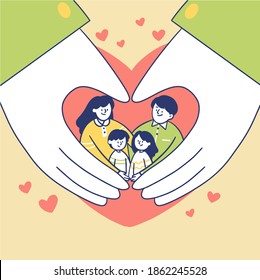 Save Your Precious Family From Corona Covid-19 Virus Campaign Doodle Illustration Premium Vector