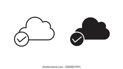 Saved to drive filled and outlined icons vectors on white background