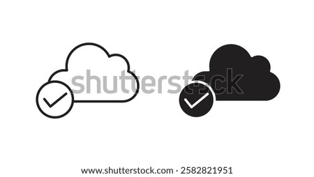 Saved to drive filled and outlined icons vectors on white background