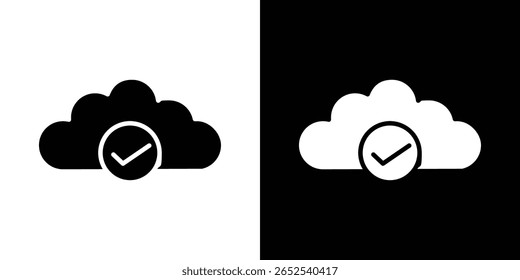 Saved to drive icon in flat version on black and white background