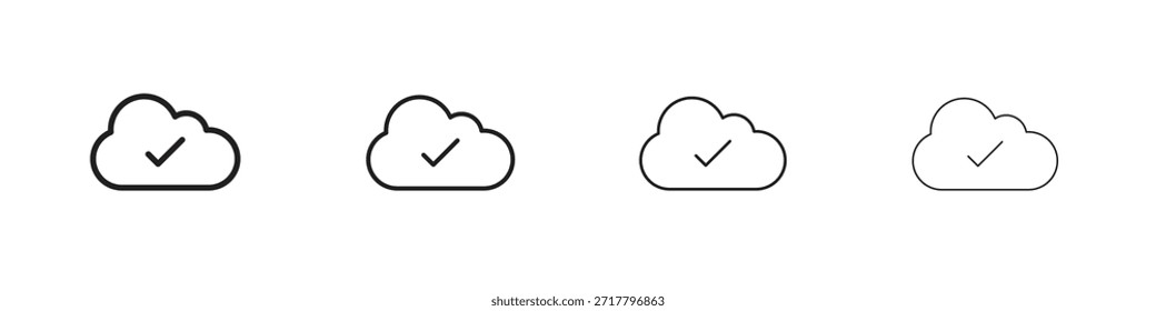 Saved to drive icon set. A collection of simple black thin strokes icons
