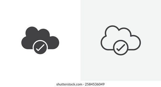Saved to drive icons vectors illustrations in black fill and liner versions