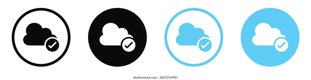 Saved to drive vector icons in black and blue colors