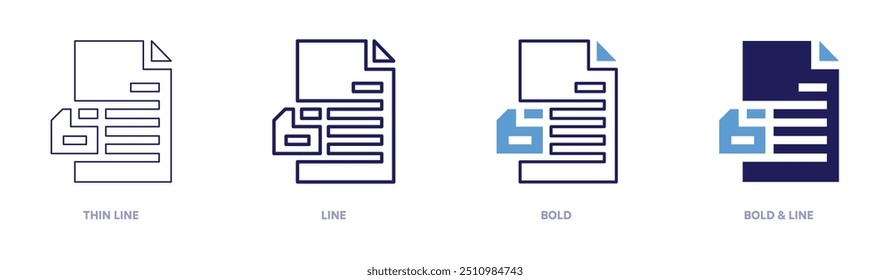 Saved file icon in 4 different styles. Thin Line, Line, Bold, and Bold Line. Duotone style. Editable stroke.
