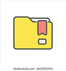 saved filled outline icon. folder color line illustration.