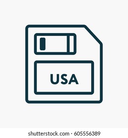 Saved Memory Card Icon. Flat Isolated Outline Style Symbol Silhouette Design