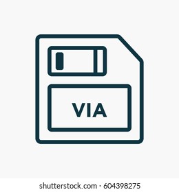 Saved VIA Icon. Flat Isolated Graphic Vector Symbol Outline Style