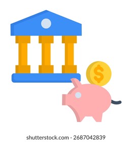 Ilustración vectorial de estilo plano de icono de Cuenta de ahorro