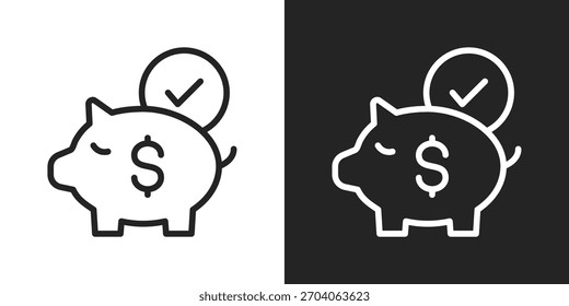 Icono De Cuenta De Ahorro En La Versión De Línea Sobre Fondo Blanco Y Negro