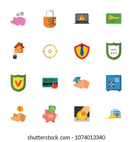 Saving account icon set. Can be used for topics like money, finance, banking, safety