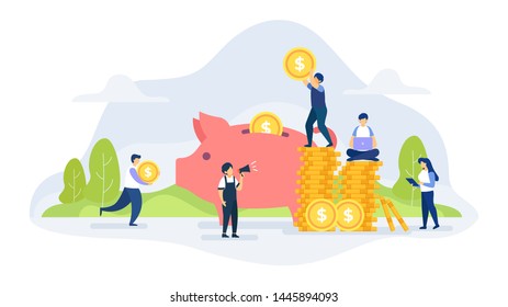 Saving accounting concept vector illustration for landing page, wallpaper, background,  banner, advertising, web, business