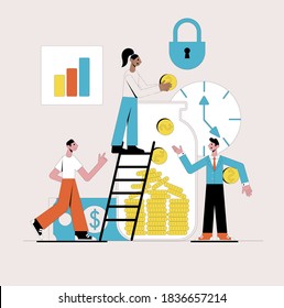 Saving or accumulating money. Business concept. Vector illustration. 