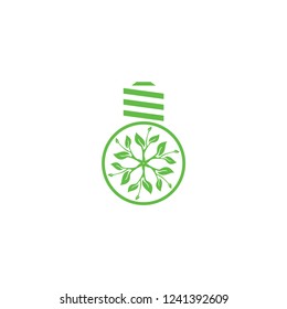 Saving anergy logo, Bulb lamp with leaf logo