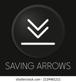 Saving arrows minimal vector line icon on 3D button isolated on black background. Premium Vector.