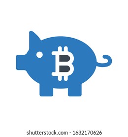 saving bitcoin vector glyph color icon 