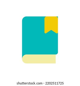 Saving book for future flat color ui icon. Making bookmark. Reading experience. Digital library. Simple filled element for mobile app. Colorful solid pictogram. Vector isolated RGB illustration