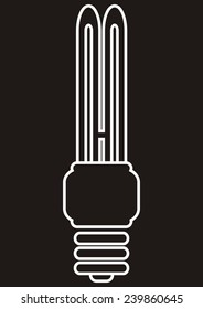 saving bulb, black background, vector icon