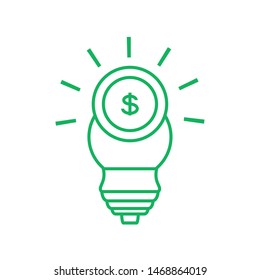 saving bulb electric with coin dollar