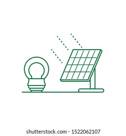 saving bulb electric with solar panel energy vector illustration design