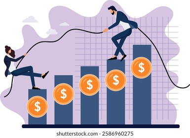 Saving a Business: Concept Illustration of Financial Struggle led